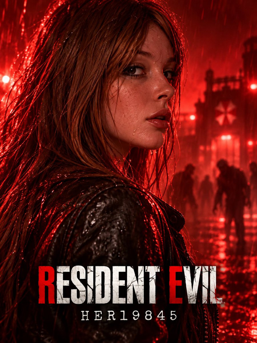 ⤵️ Survival horror movie and video game poster. A close-up profile shot of the …