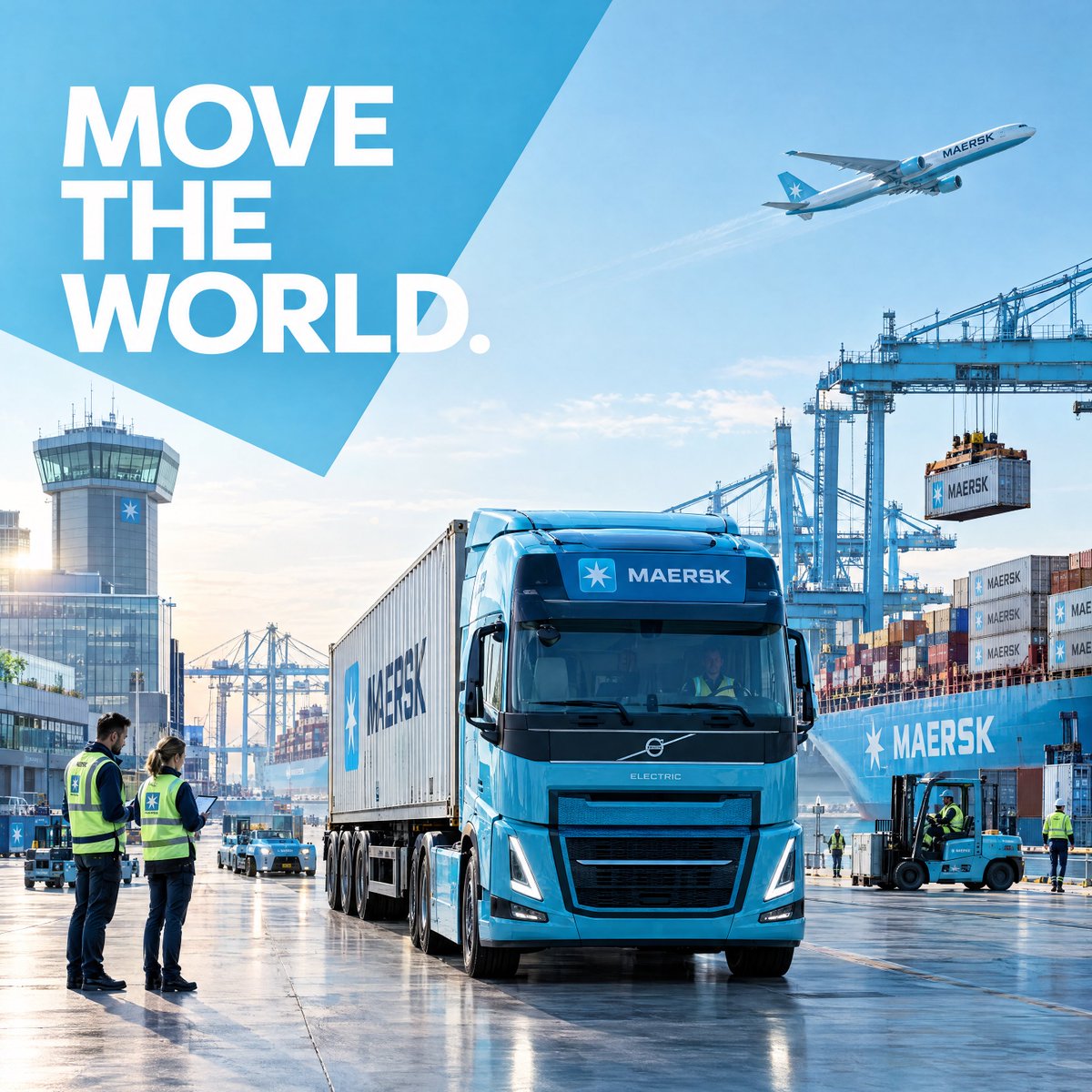 为马士基（Maersk）制作一张超高端的 Instagram 社交媒体 campaign 海报，整体观感须如同由 Pentagram、AKQA…, 图片 1