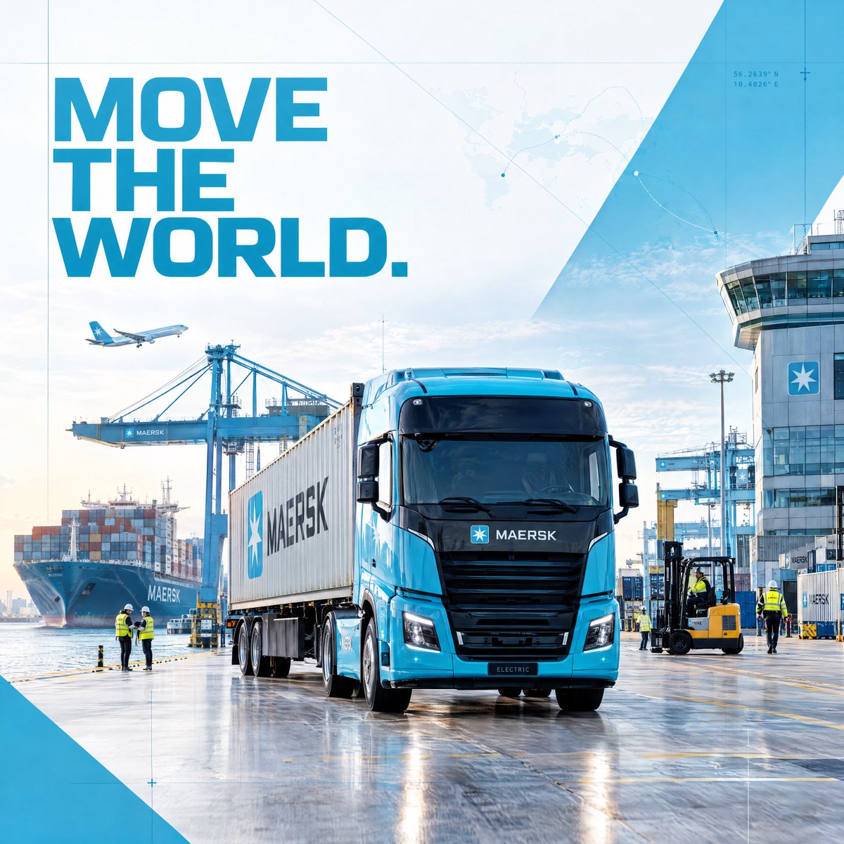 为马士基（Maersk）制作一张超高端的 Instagram 社交媒体 campaign 海报，整体观感须如同由 Pentagram、AKQA…, 图片 2