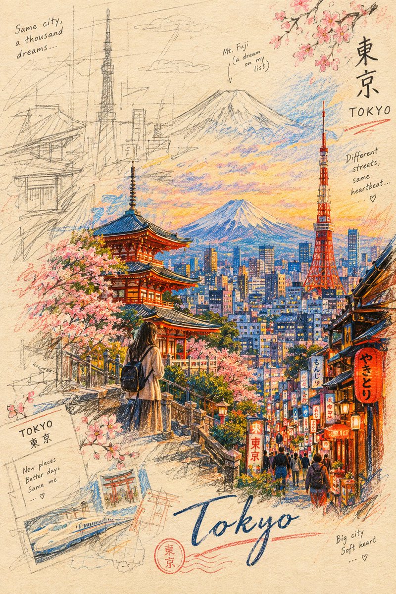 A visually striking colored-pencil and wax-crayon illustration of [CITY / COUNT…