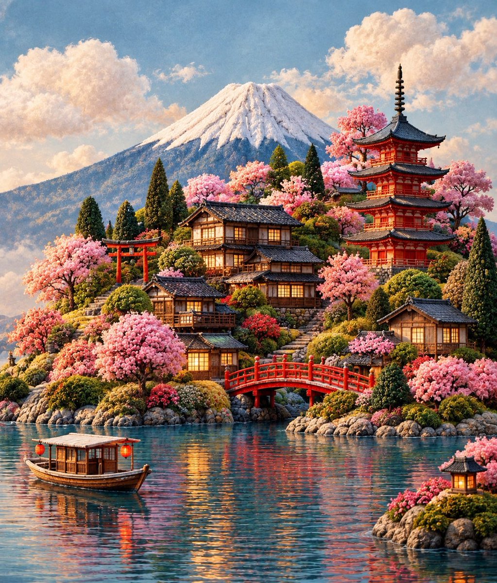 创建一个灵感来自[COUNTRY]的奇幻而高度精致的微缩世界，仿佛整个国家都被化作了一座手工打造的故事书景观。, 图片 2