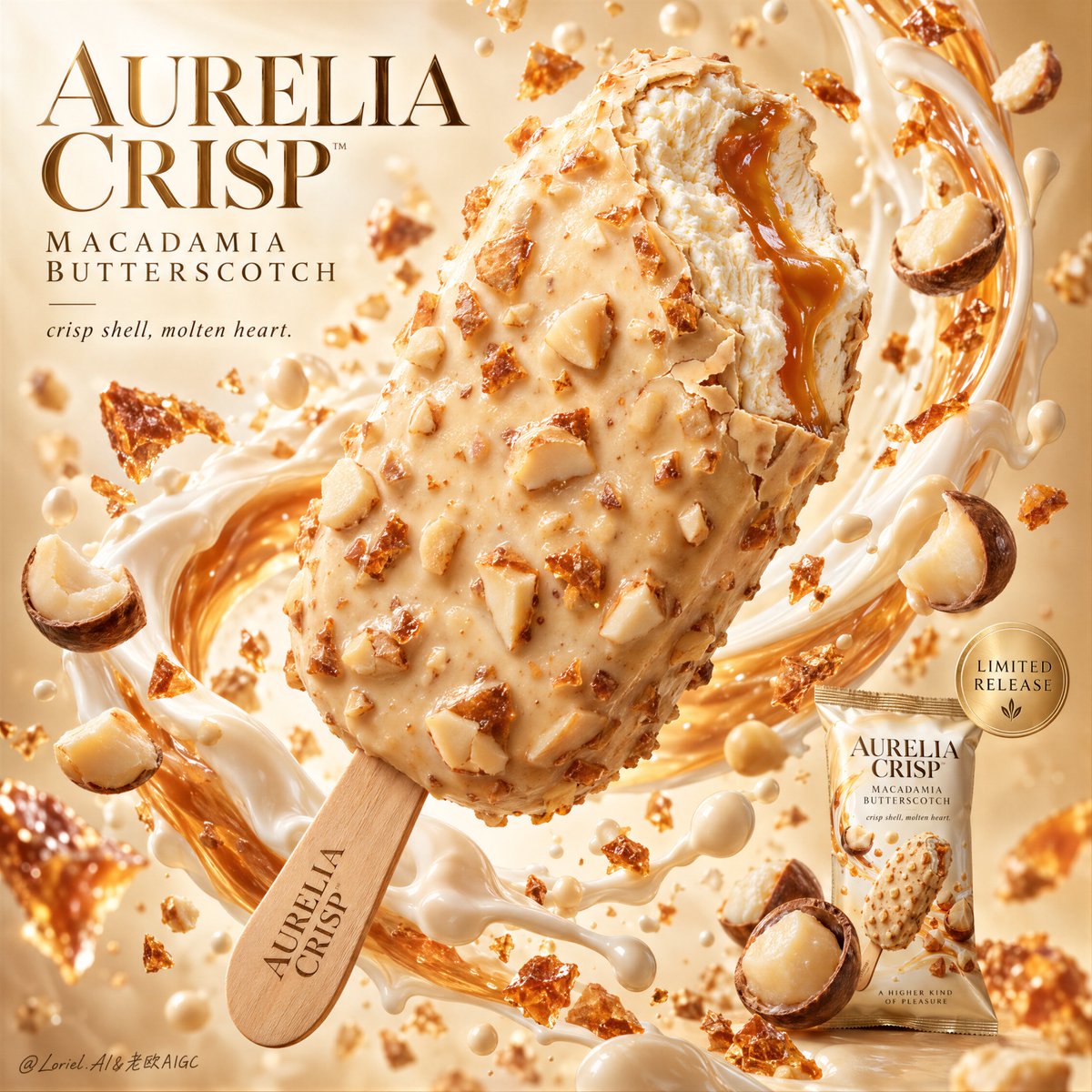 The splash should frame the indulgence, not drown it. 🍦 one diagonal hero bar …