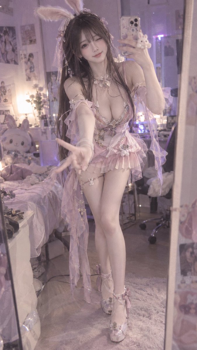 9:16 竖版，普通手机前置摄像头随手抓拍 × 真人 Cosplay × 小舞灵感造型 × 粉紫梦核 × 轻复古手机影像。, 图片 2