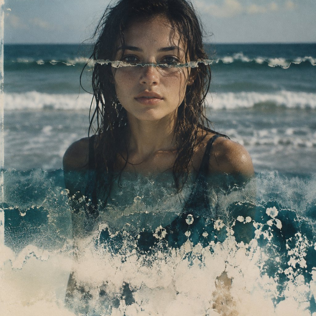 a beautiful young woman standing at the shore developed by Tideline Chemigraphy…