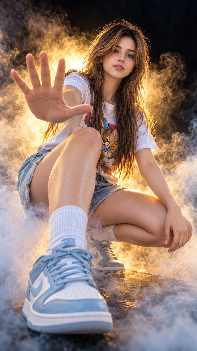 Hyper-realistic IMAX-level Netflix-style cinematic low-angle smoke portrait, 9:…