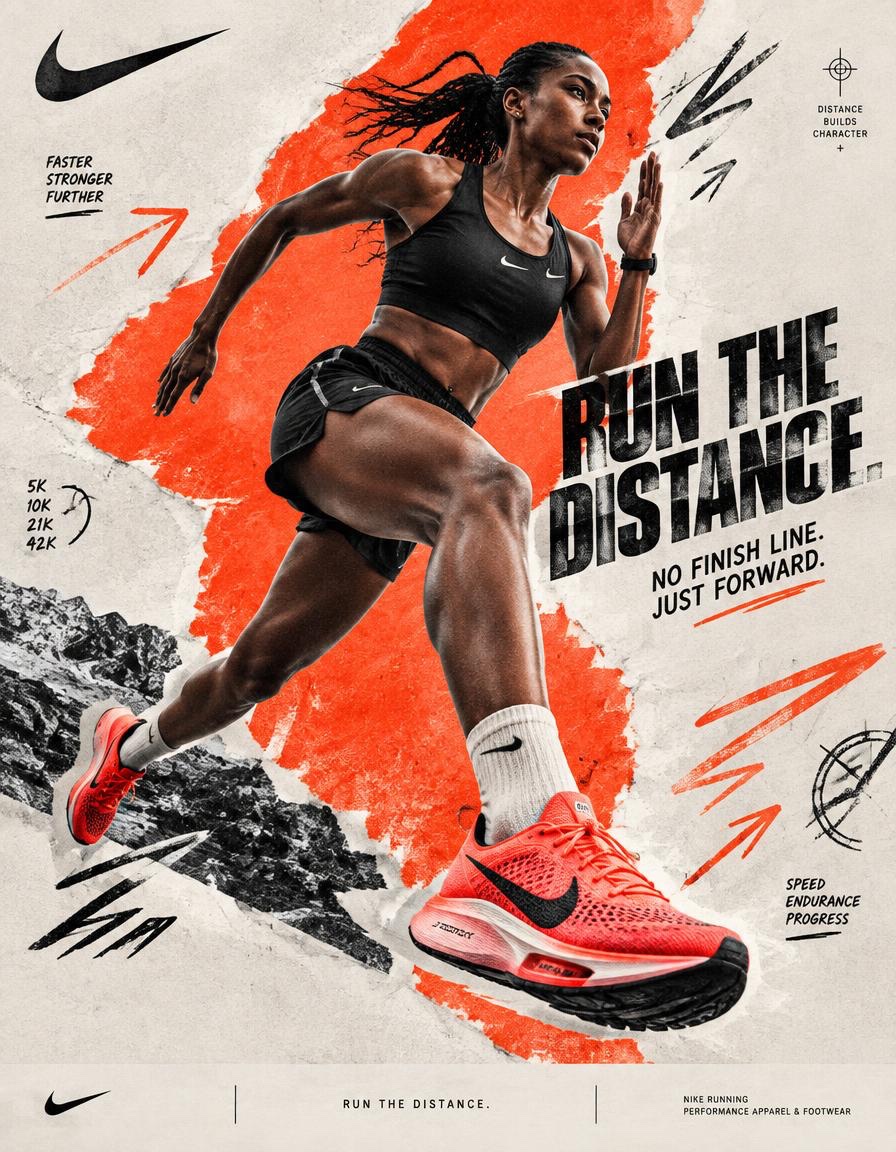 BRAND NAME = NIKE Act as a Social Media Art Director and Digital Collage Artist…