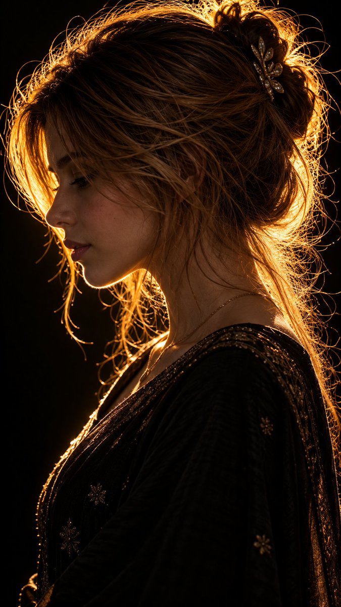 Hyper-realistic IMAX-level Netflix-style dramatic low-key backlit side-profile …