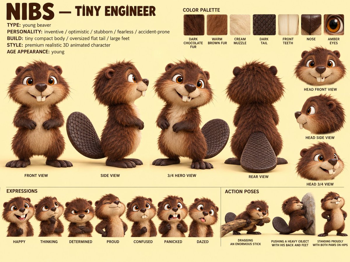 Created using GPT Image 2.5 on Vidfield. " Character-design reference sheet on …