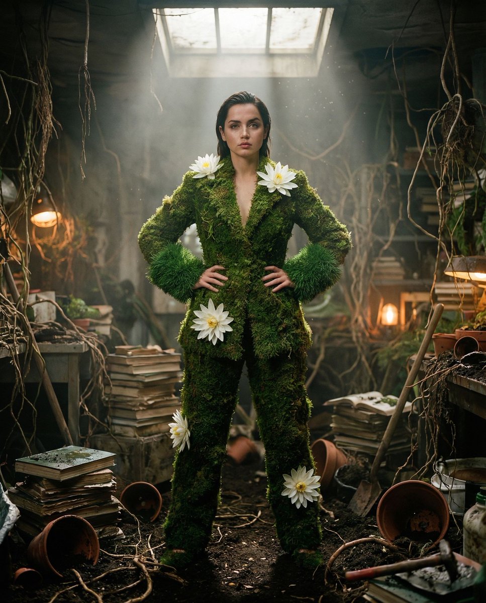 { "vibe_title_en": "Botanical Chaos", "master_prompt": "A cinematic medium-full…