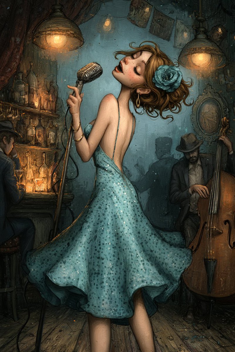 woman singing in an art deco nightclub --ar 2:3 --stylize 200 --sref 3247288036…