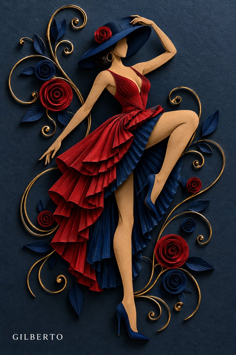3D paper quilling bas-relief art of a faceless female [SUBJECT/POSE, e.g., danc…