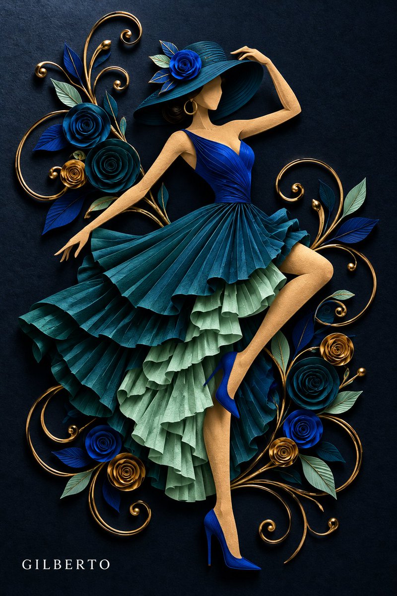 3D 纸艺卷纸浅浮雕画，描绘一位没有五官的女性[SUBJECT/POSE，例如：正在高踢腿的舞者 / 迈着动态步伐的时尚模特]。, 图片 2