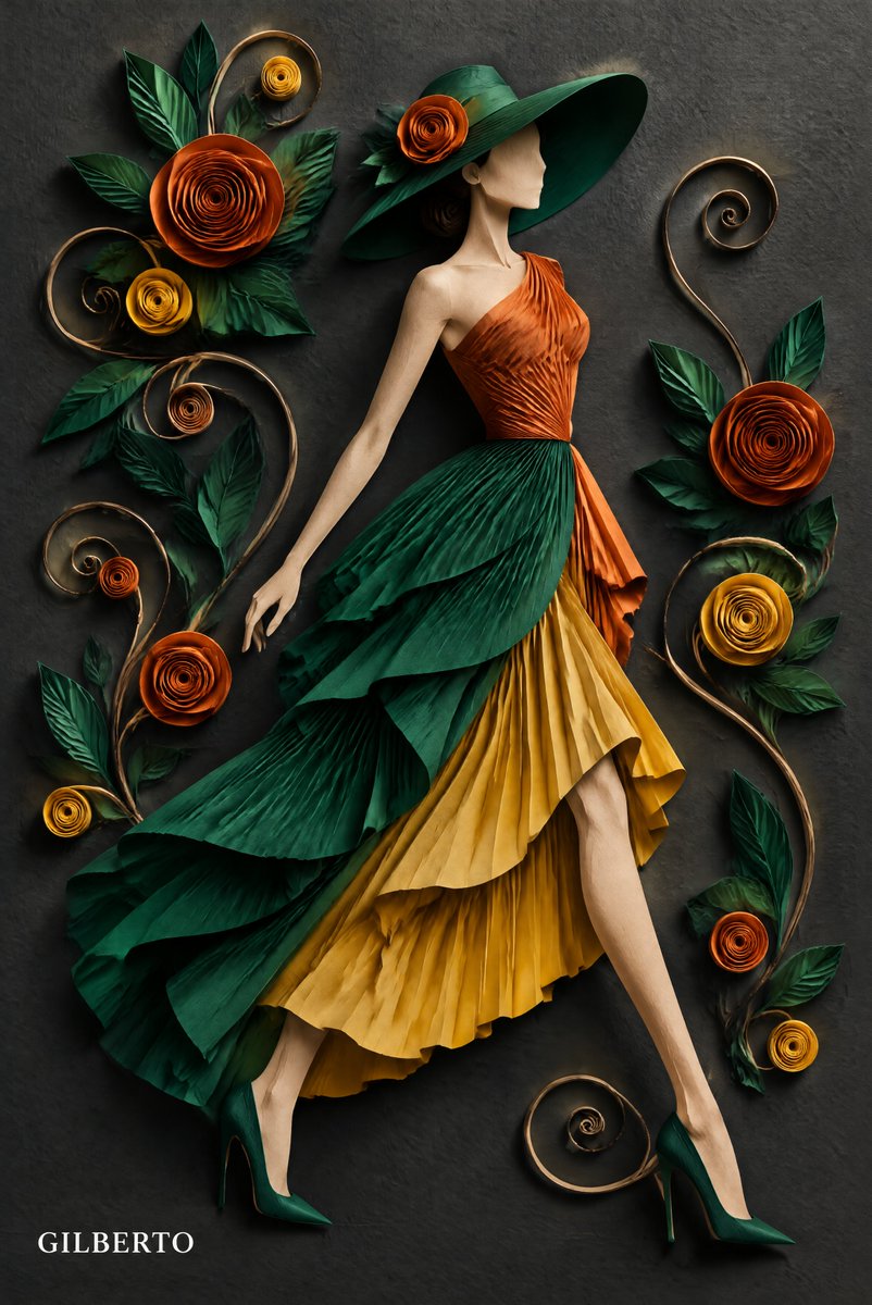 3D 纸艺卷纸浅浮雕画，描绘一位没有五官的女性[SUBJECT/POSE，例如：正在高踢腿的舞者 / 迈着动态步伐的时尚模特]。, 图片 4