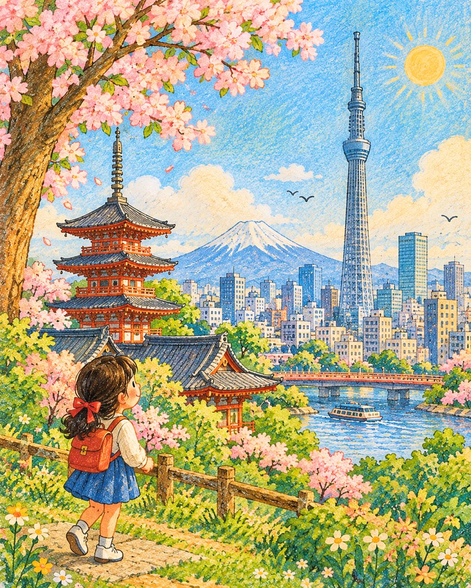创作一幅迷人的儿童绘本风格插画，主题为[LANDMARK]，灵感源自复古活动手册的美术作品。将这座地标置于明亮、梦幻的乡村或自然环境中，使用柔…, 图片 2