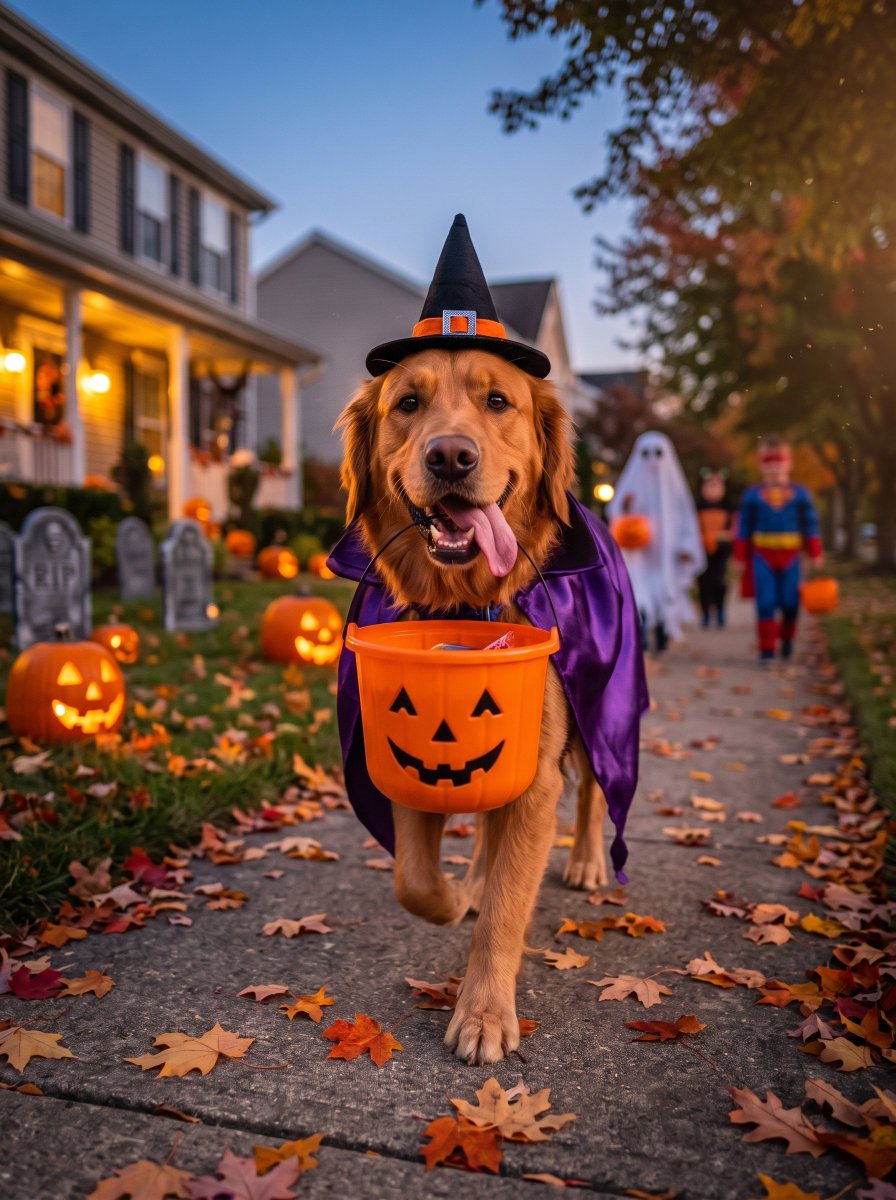 Model: Nano Banana 2 Prompt; Dress the dog in this photo in a Halloween costume…