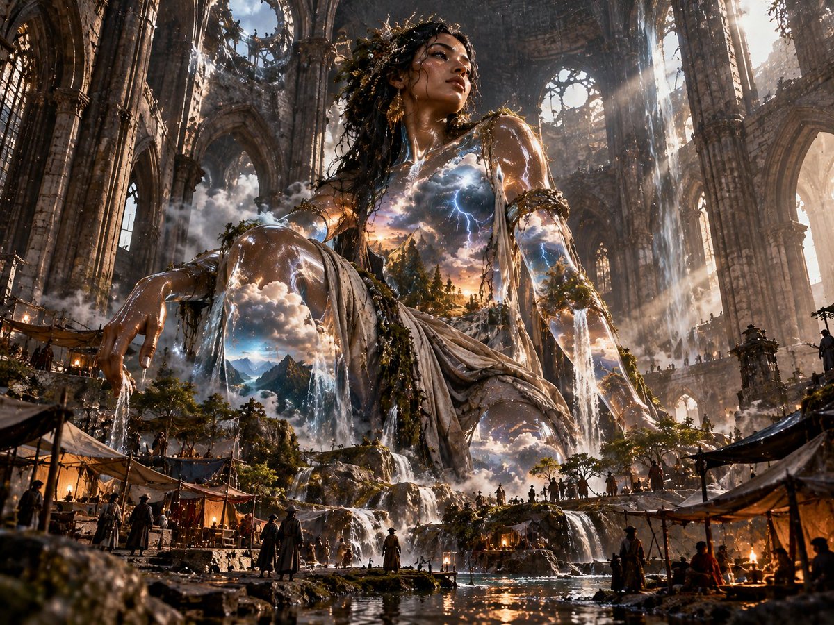 Prompt share: Generate image Create a cinematic monumental fantasy scene inside…