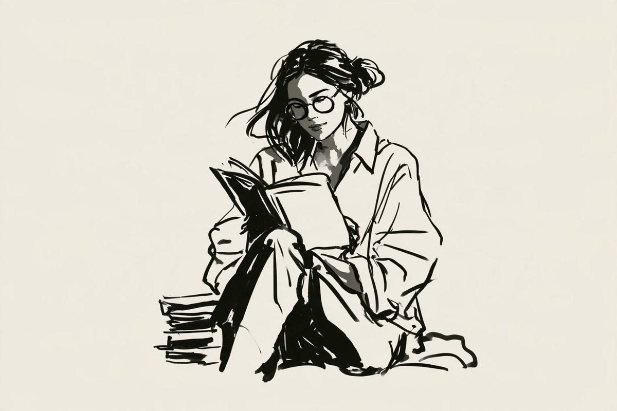 极简主义黑色墨水线条画，描绘一个[主体]在进行[简单动作]，穿着[服装/配饰]，以干净富有表现力的笔触和粗细变化的线条呈现，姿态放松自然，面部…, 图片 2