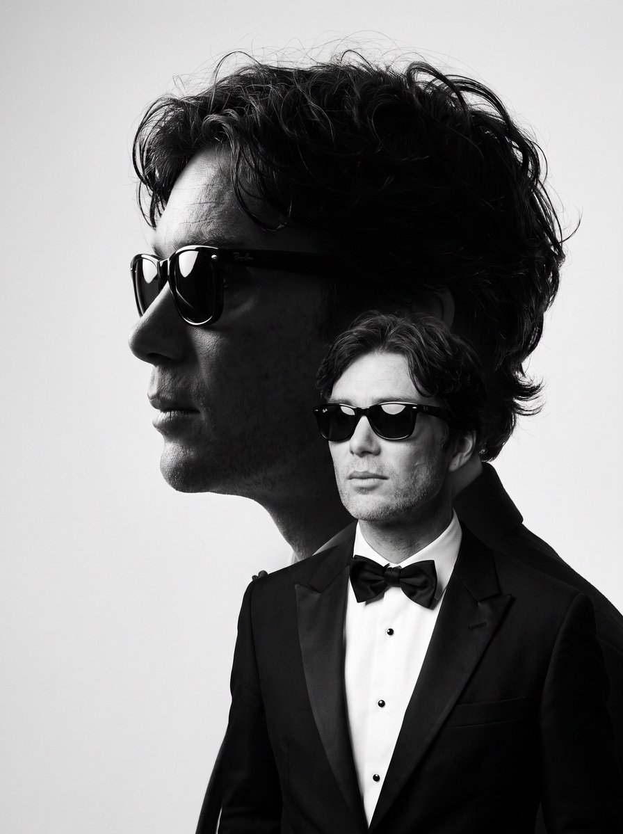 B&W double exposure tuxedo portrait.￼ [ Portrait Series - Part 7 ] Prompt: { "p…