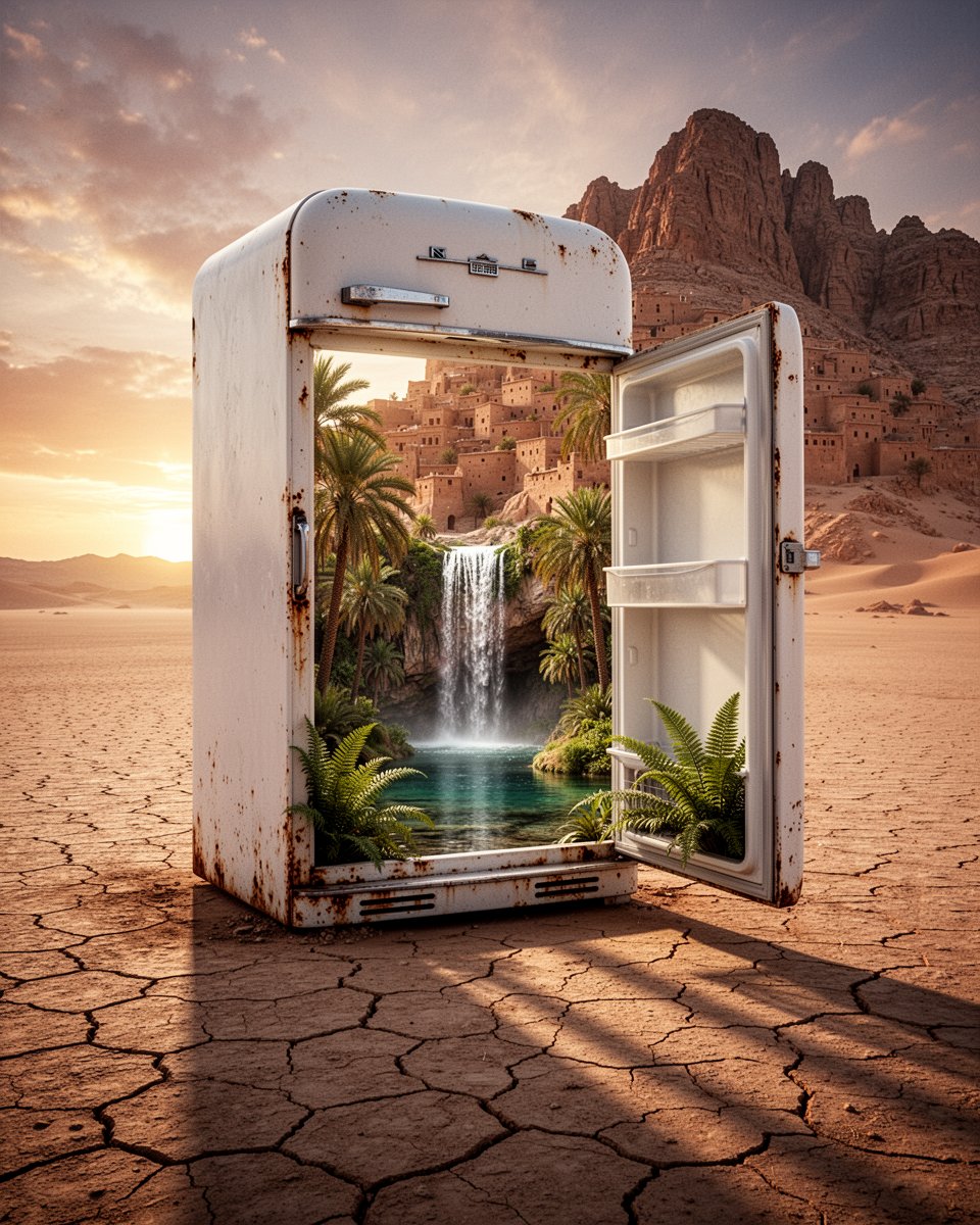 A breathtaking surreal photorealistic cinematic scene: one enormous vintage whi…